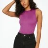 Dynamite Sabina Muscle Seamless Ribbed Bodysuit In Meadow Mauve Purple