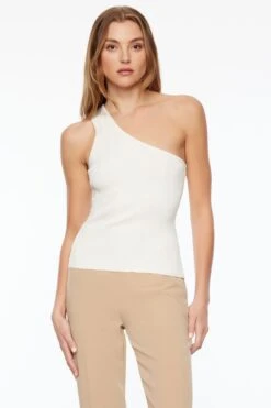 Dynamite One Shoulder Tank Top In Bright White