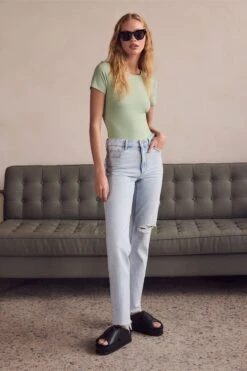 Dynamite Chiara Slim Straight Jeans In Indigo Light