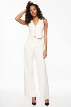 Dynamite Yasmin Straight Leg Pants In Sea Salt Beige