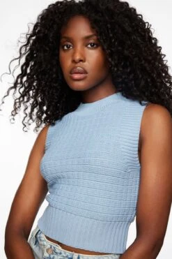 Dynamite Sweater Tank Top In Ashley Blue