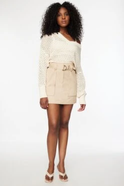 Dynamite Belted Utility Mini Skirt In New Tan Beige