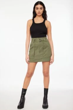 Dynamite Belted Utility Mini Skirt In Four Leaf Clover Green