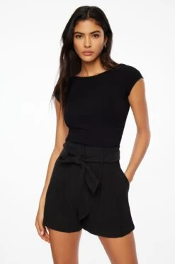 Dynamite Milanda Paperbag Shorts In Jet Black