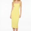 Dynamite Pleated Midi Dress In Endive Yellow