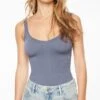 Dynamite V-Neck Seamless Bodysuit In Dark Gray