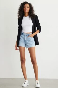 Dynamite Claudia Jean Mom Shorts In Indigo Light