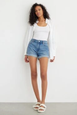 Dynamite Claudia Jean Mom Shorts In Indigo Dark