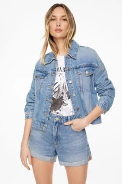 Dynamite Claudia Jean Mom Shorts In Indigo Medium