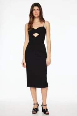 Dynamite Sweetheart Cut Out Midi Dress In Jet Black