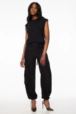 Dynamite Simone Cargo Pants With Belt In Jet Black