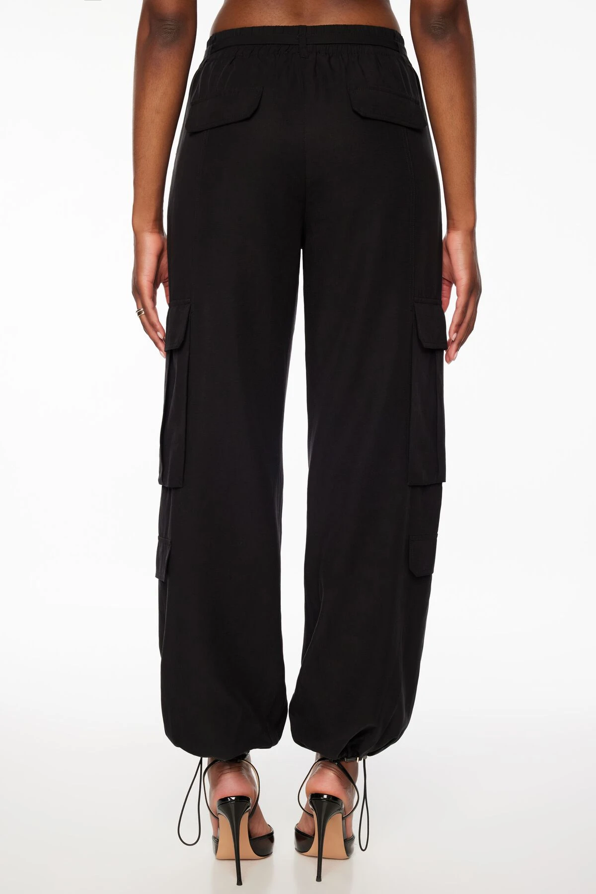 Dynamite Simone Cargo Pants With Belt In Jet Black - Image 4