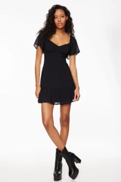 Dynamite Eliana Flare Mini Dress In Jet Black