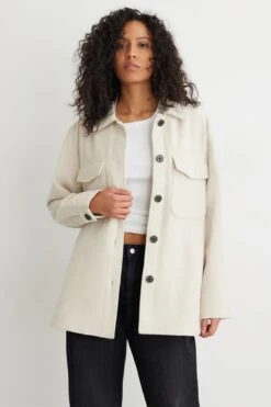 Dynamite York Shacket In White Smoke