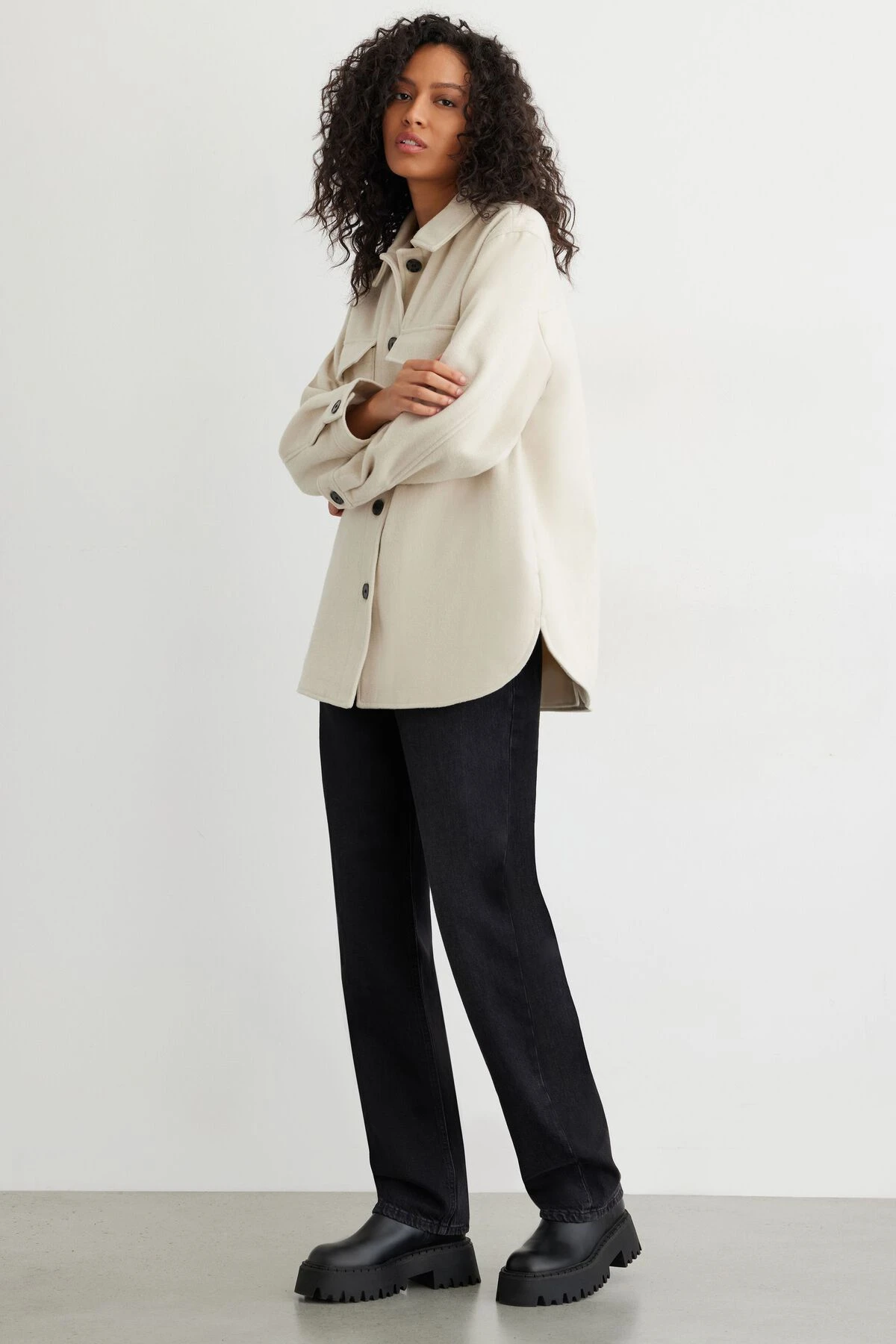 Dynamite York Shacket In White Smoke - Image 2