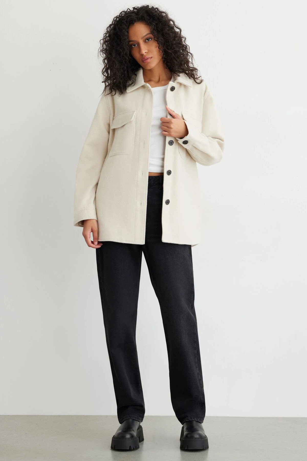 Dynamite York Shacket In White Smoke - Image 3