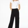Dynamite Gemma Wide Leg Cargo Pants In Jet Black