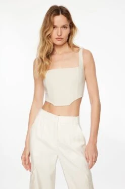 Dynamite Saige Square Neck Corset Top In Pebble Gray