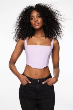 Dynamite Saige Square Neck Corset Top In Lavendula Purple