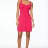 Dynamite V-Neck Flare Sweater Dress In Raspberry Sorbet Pink