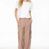 Dynamite Gia Cargo Parachute Pants In Deep Taupe