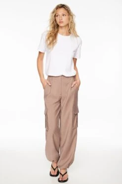 Dynamite Gia Cargo Parachute Pants In Deep Taupe