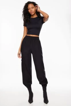 Dynamite Daria Utility Jogger Pants In Jet Black