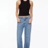 Dynamite Mika Relaxed Straight Mid Rise Jeans In Indigo Medium