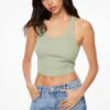 Dynamite Camden Scoop Neck Crop Top In Spring Matcha Green