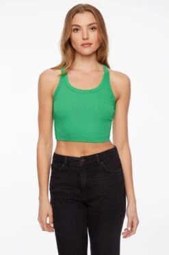Dynamite Camden Scoop Neck Crop Top In Amazonia Green