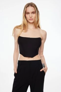Dynamite Strapless Corset Top In Jet Black