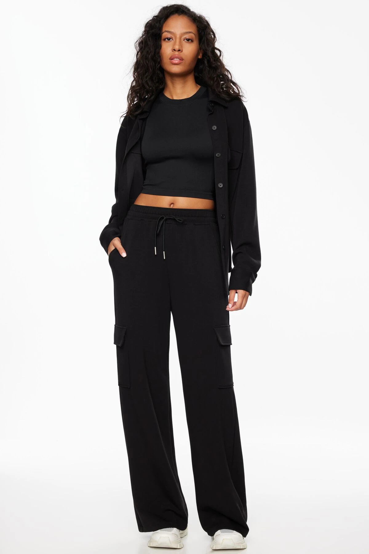 Dynamite Scuba Button Up Shirt In Jet Black - Image 3