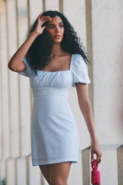 Dynamite Adora Backless Flare Mini Dress In Bright White