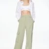 Dynamite Gemma Wide Leg Cargo Pants In Spring Matcha Green