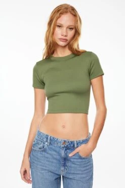 Dynamite Anniston Seamless Bodycon Tee In Bronze Green