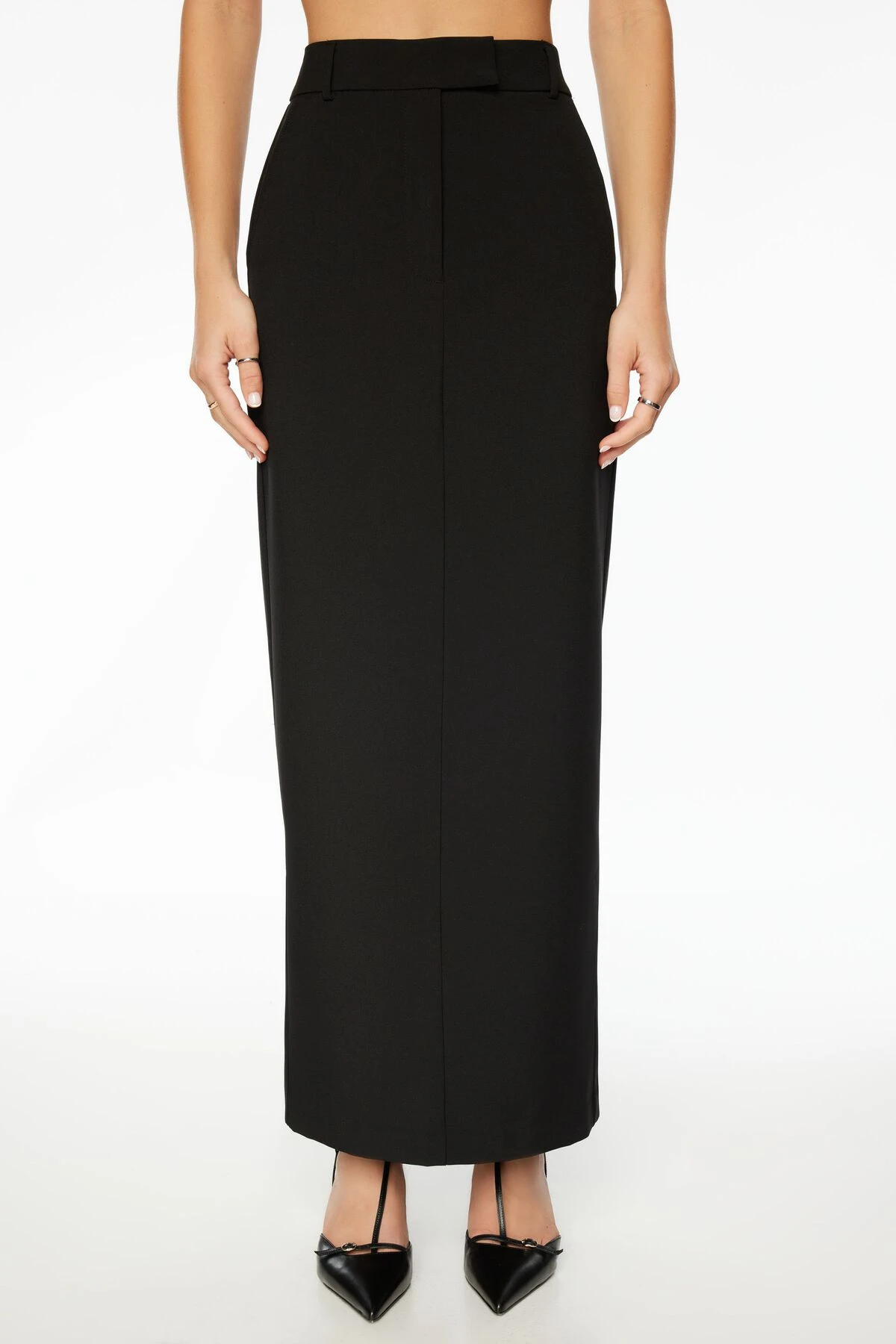 Dynamite Eversleek | Charlotte Pencil Maxi Skirt In Jet Black - Image 2