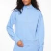 Dynamite French Terry Quarter Zip Sweatshirt In Cornflower Blue