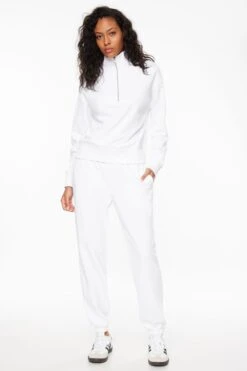 Dynamite French Terry Fleece Jogger Pants In Bright White