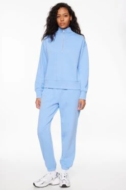 Dynamite French Terry Fleece Jogger Pants In Cornflower Blue