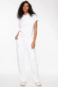 Dynamite French Terry Wide Leg Jogger Pants In Bright White