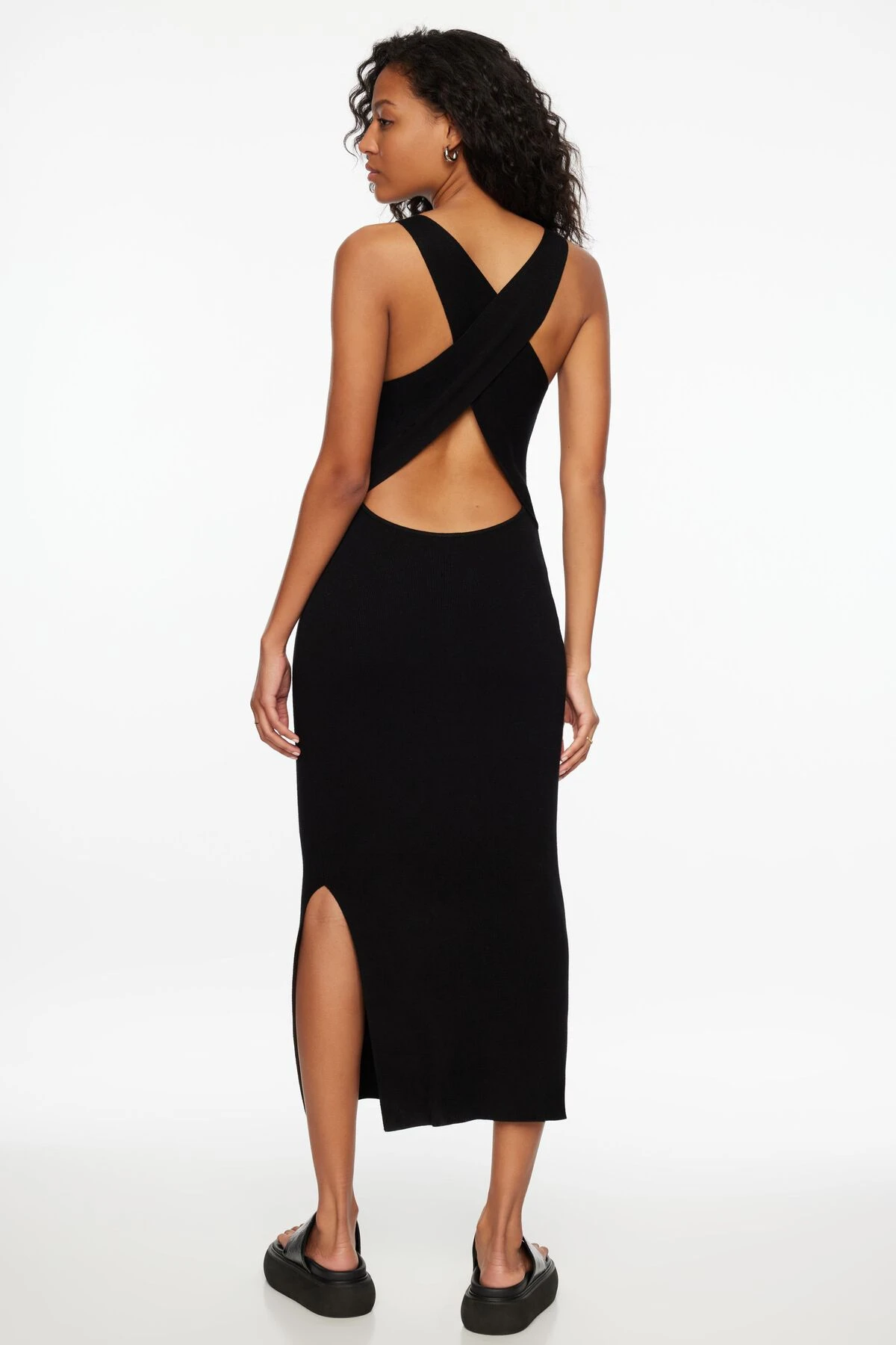 Dynamite Open Back Sweater Dress In Jet Black - Image 3