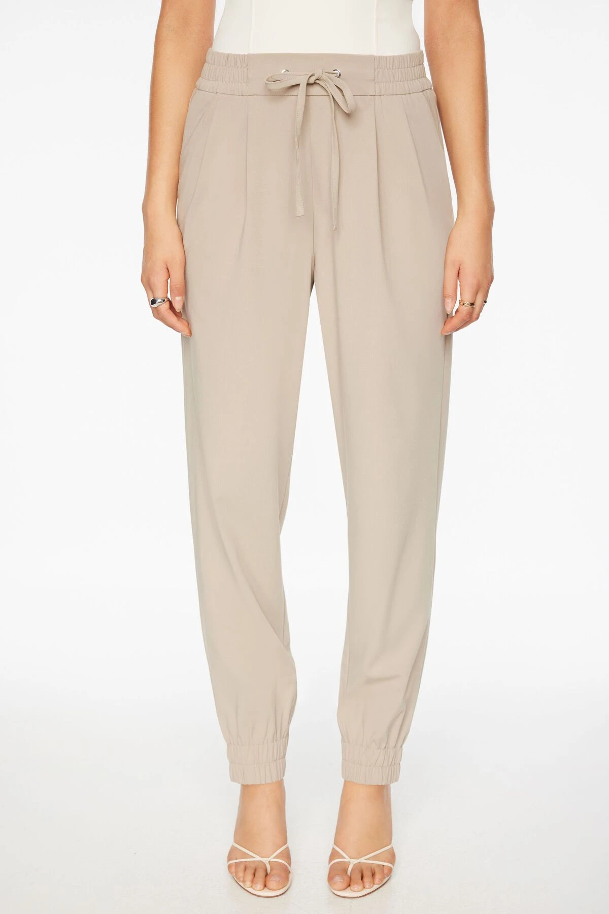 Dynamite Sacha Twill Jogger Pants In Pure Cashmere Beige - Image 2