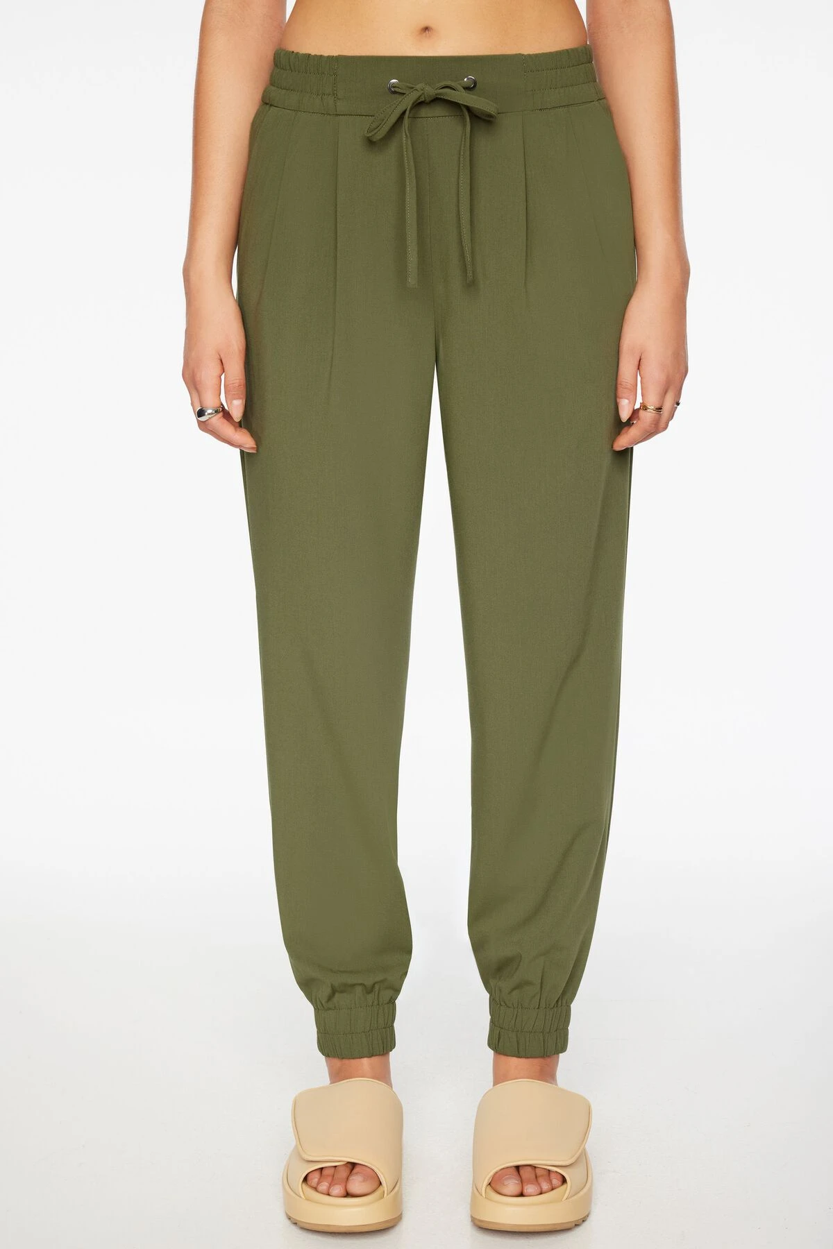 Dynamite Sacha Twill Jogger Pants In Bronze Green - Image 2