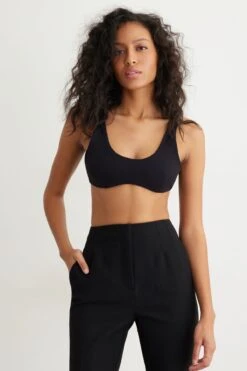 Dynamite Alena Sculpt Micro Bra Top In Jet Black
