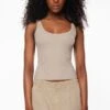 Dynamite Elize Round Neck Tank Top In Vintage Khaki