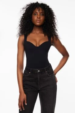 Dynamite Addie Sculpt Corset Bodysuit In Jet Black