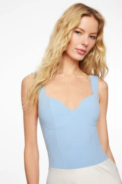 Dynamite Addie Sculpt Corset Bodysuit In Ashley Blue