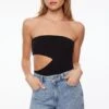 Dynamite Strapless Cut Out Bodysuit In Jet Black