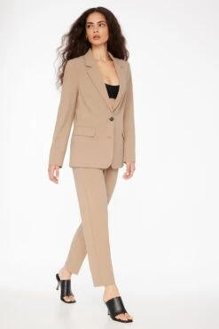 Dynamite Lorelei Two Button Blazer In Almond Tan Beige