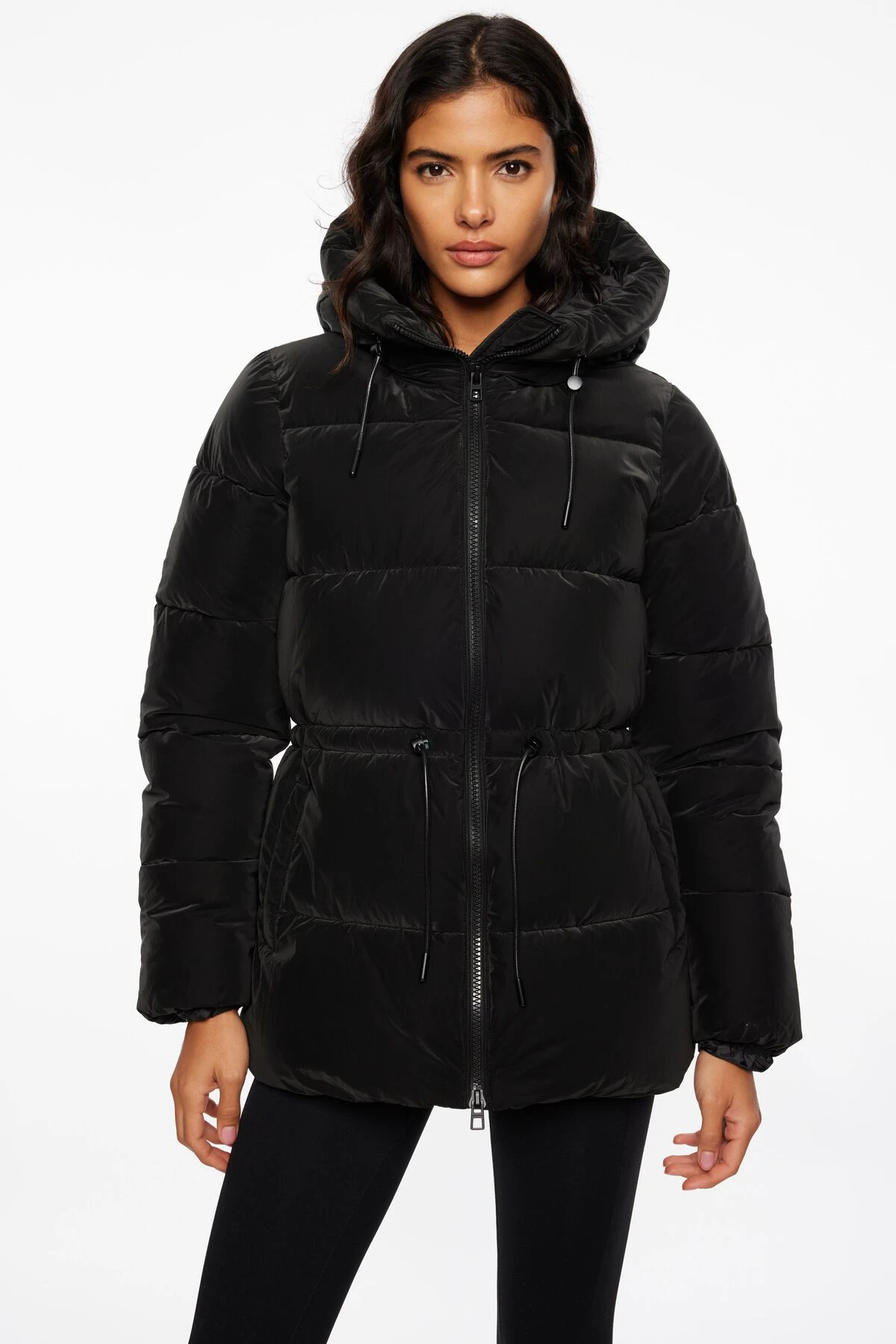 Dynamite Lustre Puff ™ Cinched Waist Puffer Jacket In Jet Black - Image 4